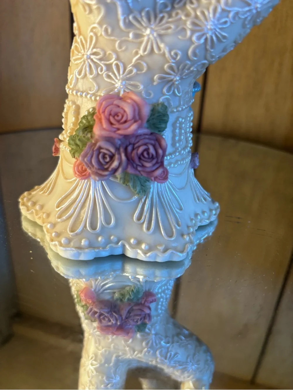 Dezine 1997 BeautifulCream Decorative Gloved Hand Statue with Pink Rose Accents